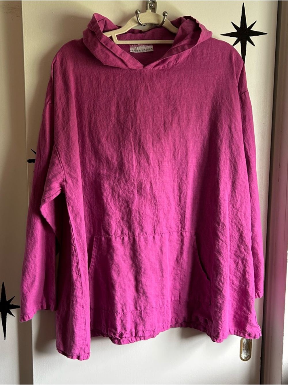 Bryn Walker Linen Hooded Pullover Fuchsia Pink